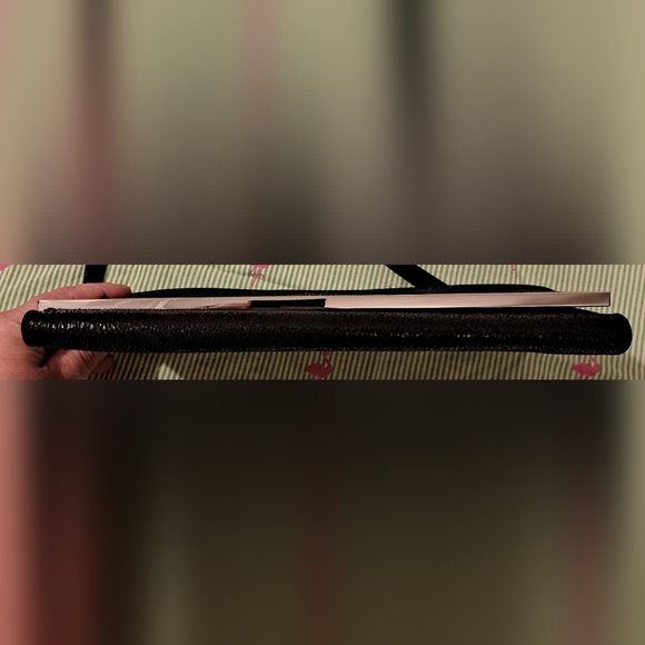 Michael Kors Sparkle Metallic Texture Black Suede Evening Clutch Purse Hand Bag - Picture 7 of 14